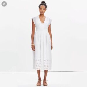 Madewell Eyelet Nightbreeze Midi White Dress Size 12 EUC